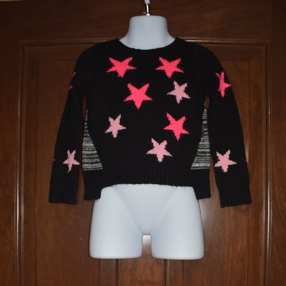 Little Girls Star Knit Sweater Size 2T Black and Pink